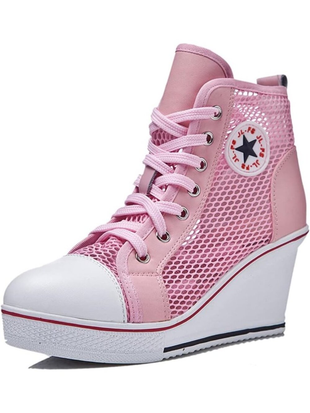 Stylish High Heel Canvas Sneakers - Lace-Up Wedge Shoes, Size 4-11, Trendy